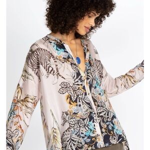 Johnny Was Shining Agatha 100% Silk Button Down Blouse
